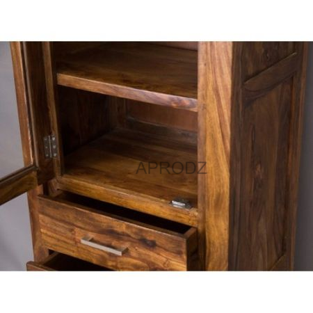 Sheesham Wood High Wooden Cabinet, Cupboard, Sideboard, Showcase or Library Bookcase 