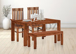 Sheesham Wood Salvador 4 Seater Dining Table Set with 1 Bench and 2 Chair for Home | Dining Furniture 
