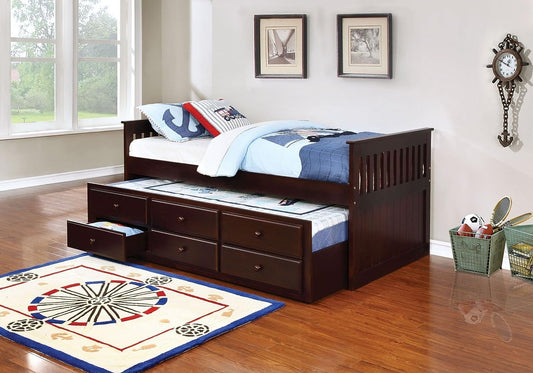 Sheesham Wood Oyster Daybed with Trundle Bed with Drawer Storage for Home | Bed for Bedroom