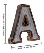 Monogram Free Standing Grey Letter Block - Length (9 in), Depth (2.2 in), Height (10.2 in), A 