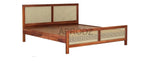 King Size & Queen Size Bed Frame with Cane Panels, Sheesham Wood, Modern Design 