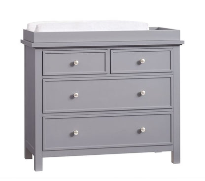 Mango Wood Norto Extra Wide Dresser & Topper Set with Topper Mattress Changing pad is Also Included- Grey Color