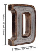 Monogram Free Standing Grey Letter Block - Length (7.2 in), Depth (2.2 in), Height (10 in), D 