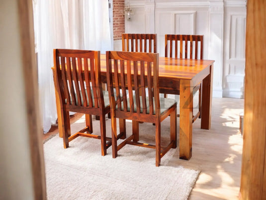 Translation missing: en.Sheesham Wood and Upholstered Epso 4 Seater Dining Table Set for Home and Living Rooms | Dining Furniture 