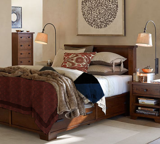 Solid Wood Storage Queen Size Arco Bed for Bedroom Stylish | Natural Brown Finish