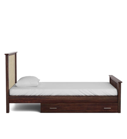 Sheesham Wood with Drawer Storage Fischer Single Size Bed for Bedroom Stylish | Dark Brown Finish