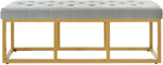 Tufted Long Upholstered Velvet and Metal Bench 