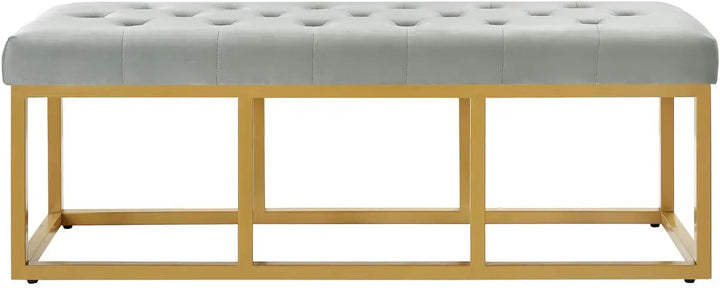 Translation missing: en.Tufted Long Upholstered Velvet and Metal Bench 