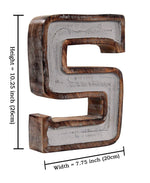 Monogram Free Standing Grey Letter Block - Length (7.8 in), Depth (2.2 in), Height (10.2 in), S 