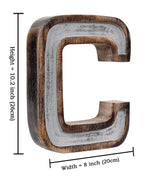 Monogram Free Standing Grey Letter Block - Length (8 in), Depth (2.2 in), Height (10.2 in), C 