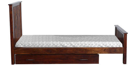 Sheesham Wood Without Storage Single Size Tessa Bed for Bedroom Stylish | Dark Brown Finish