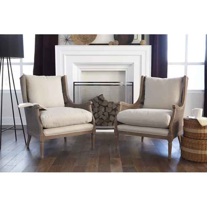 Weissman Armchair with Cane(Solid Wood, Cream Finish)