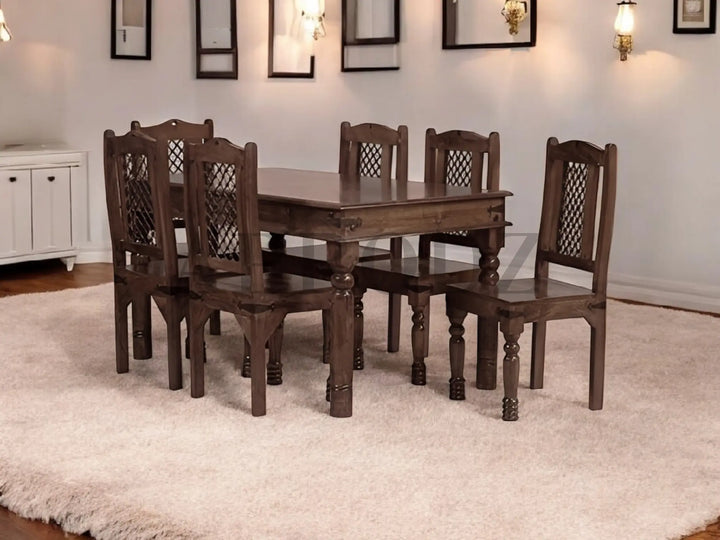 Translation missing: en.Sheesham Wood Reyk 6 Seater Dining Table Set for Home Dining Room Furniture 