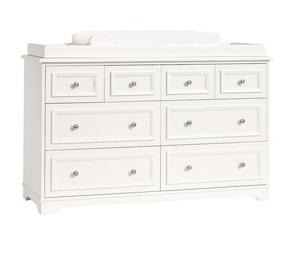 Mango Wood Norto Extra Wide Dresser & Topper Set with Topper Mattress Changing pad is Also Included -White