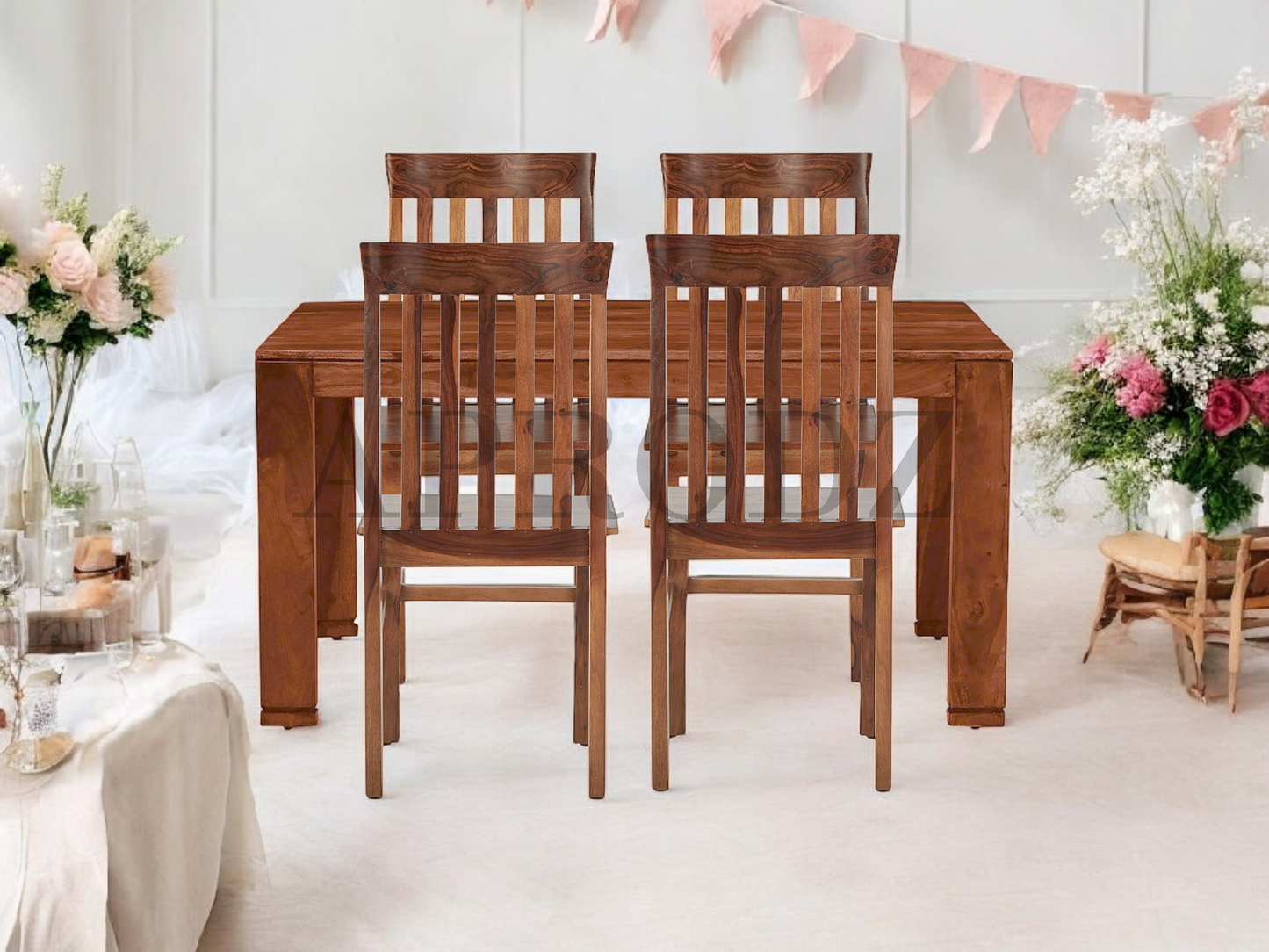 Sheesham Wood Salvador 4 Seater Dining Table Set for Home and Living Rooms| Dining Furniture