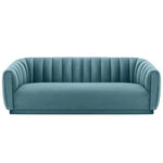 Modern Serene Velvet 3-Seater Sofa – Turquoise Blue, Curved Backrest, Upholstered Sofa for Living Room 