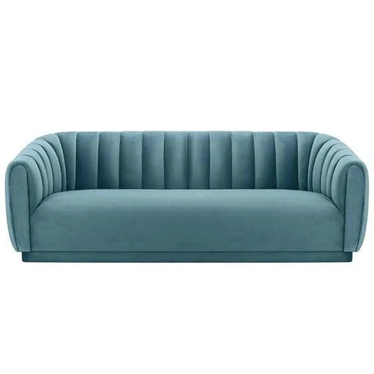 Translation missing: en.Modern Serene Velvet 3-Seater Sofa – Turquoise Blue, Curved Backrest, Upholstered Sofa for Living Room 