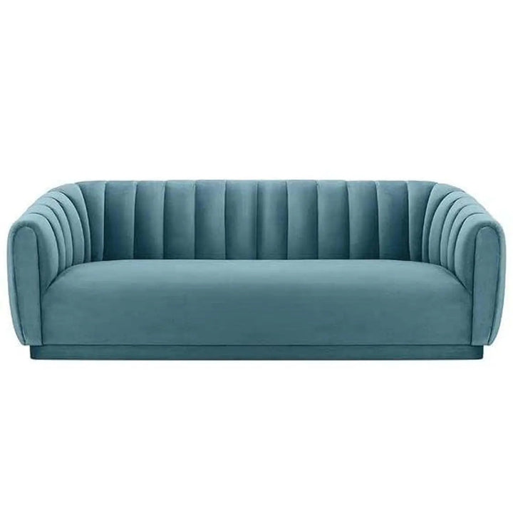 Translation missing: en.Modern Serene Velvet 3-Seater Sofa – Turquoise Blue, Curved Backrest, Upholstered Sofa for Living Room 