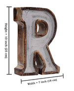 Monogram Free Standing Grey Letter Block - Length (7 in), Depth (2.2 in), Height (10 in), R 