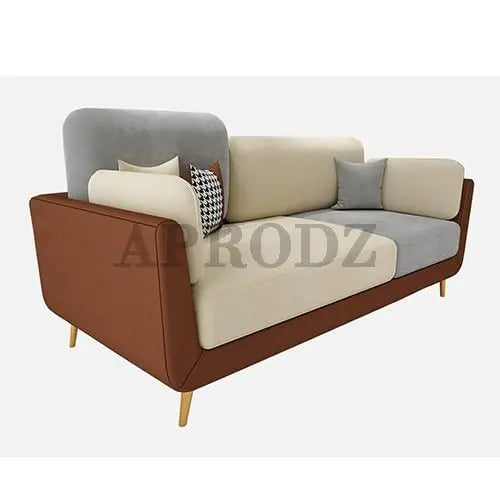 Luxelle Modern Sofa 3 Seater Velvet Upholstered Sofa Set with Upholstered Couch with Soft Cushions, Wooden Legs Mid-Century Curve Couch for Living Room & Lounge (Tri-Color) 