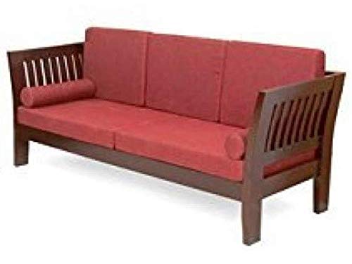 Mocko Sheesham Wood 3 Seater Sofa Set with Cushions for Living Room 