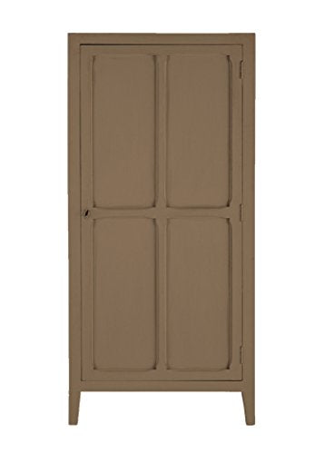 APRODZ Mango Wood Multipurpose Storage Stockholm Wardrobe for Bedroom | 1 Door and 4 Sleeves Almirah | Cream