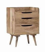 Mango Wood Serpa Stylish Bedside Table for Bedroom Living Room with 3 Drawer End Table 