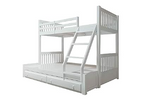 Solid Wood Getech Bunk Bed with Slide Storage & Trundle | Twin Over Twin Kids Bed | White Finish 