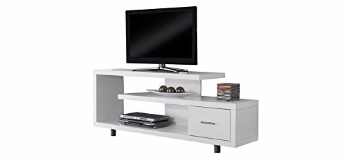 Solid Wood Albi TV Unit with 1 Drawer & Shelf Storage Entertainment Unit Center Console TV Table for Living Room Furniture (White Finish)