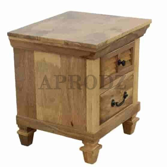 Elmore Solid Wood Table with Two Drawer Bedside for Bedroom & Living Room (Solid Wood - Natural)
