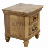 Elmore Solid Wood Table with Two Drawer Bedside for Bedroom & Living Room (Solid Wood - Natural) 