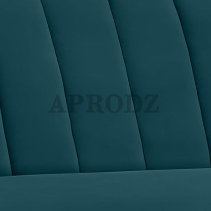 Lumina Modern Velvet Upholstered 3-Seater Sofa with Channel Tufted Backrest & Golden Metal Legs | Stylish Mid-Century Couch for Living Room & Lounge