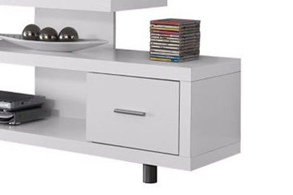 Solid Wood Albi TV Unit with 1 Drawer & Shelf Storage Entertainment Unit Center Console TV Table for Living Room Furniture (White Finish)