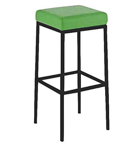 Maude Cushion Seat and Stainless Steel Bar Stool (Metal - black powdercoated and cushion Green) 