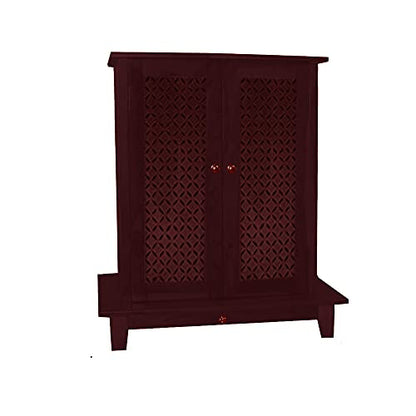 APRODZ Solid Wood Mandir/Prayer Cabinet-Natural