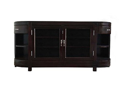 APRODZ Mango Wood Entertainment 3 Door TV Stand Cabinet Unit for Living Room | Black Finish