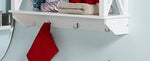Mango Wood Larso Wall Shelf with Key Holder for Living Room | Wall Shelves | White Finish 