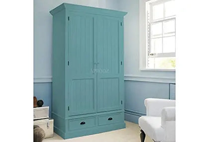 Mango Wood Multipurpose Storage Warsaw Wardrobe for Living Room | 2-Door and 2 Drawer