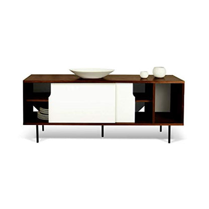 Solid Wood Clearcut Storage Side Board Unit for Living Room | Oak Matte Grey White Finish 