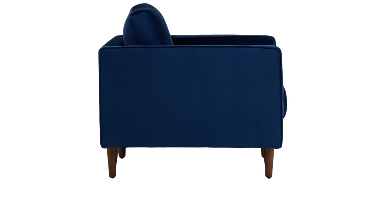 APRODZ MidCen Wooden Single Seater Sofa with High-Density Comfortable Foam for Home & Living Room (Upholstered- Dark Blue Velvet Fabric)