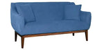 Sheesham Wood and Upholstered 3 Seater Sofa for Living Room Home Office Furniture |(Upholstered - Teal Blue Velvet + Teak) 
