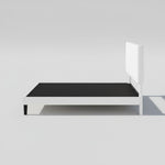 Upholstered Platform Bed with Adjustable Headboard, Leg Wood Black + Black Fabric 