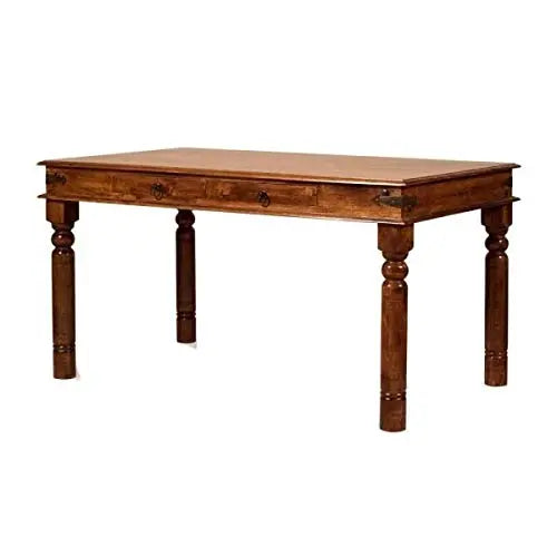 Sheesham Wood Reyk 6 Seater Dining Table Set for Home | 6 Chairs | Brown Finish 