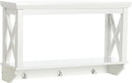 Mango Wood Larso Wall Shelf with Key Holder for Living Room | Wall Shelves | White Finish 