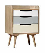 Mango Wood Serpa Stylish Bedside Table for Bedroom Living Room with 3 Drawer End Table 