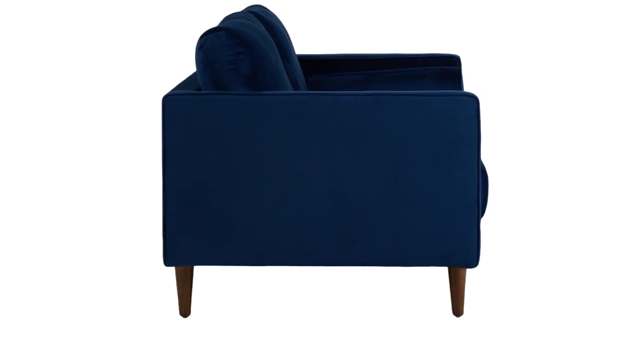 APRODZ MidCen Wooden 2 Seater Sofa with High-Density Comfortable Foam for Home & Living Room (Upholstered- Dark Blue Velvet Fabric)