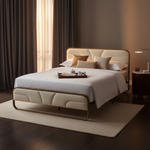 Modern Metal Platform Bed Frame with Upholstered Velvet Tufted Headboard & Heavy-Duty Slat Support - Black 