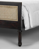 Mango Wood and Rattan Cane King Size & Queen Size Bed Frame, Black Finish 