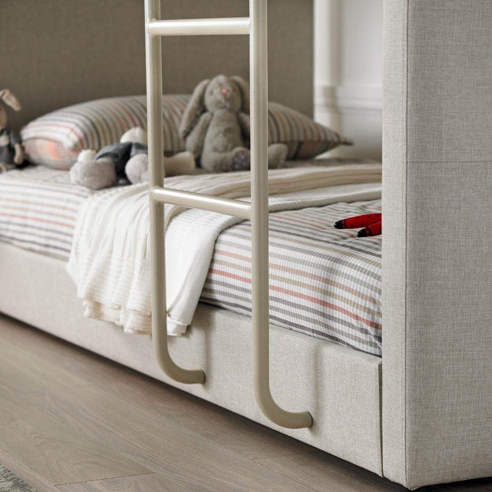Gwars Single Size Grey Fabric Bunk Bed – Solid Wood Frame (Fabric Upholstery - Grey) 