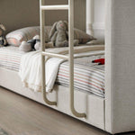 Gwars Single Size Grey Fabric Bunk Bed – Solid Wood Frame (Fabric Upholstery - Grey) 
